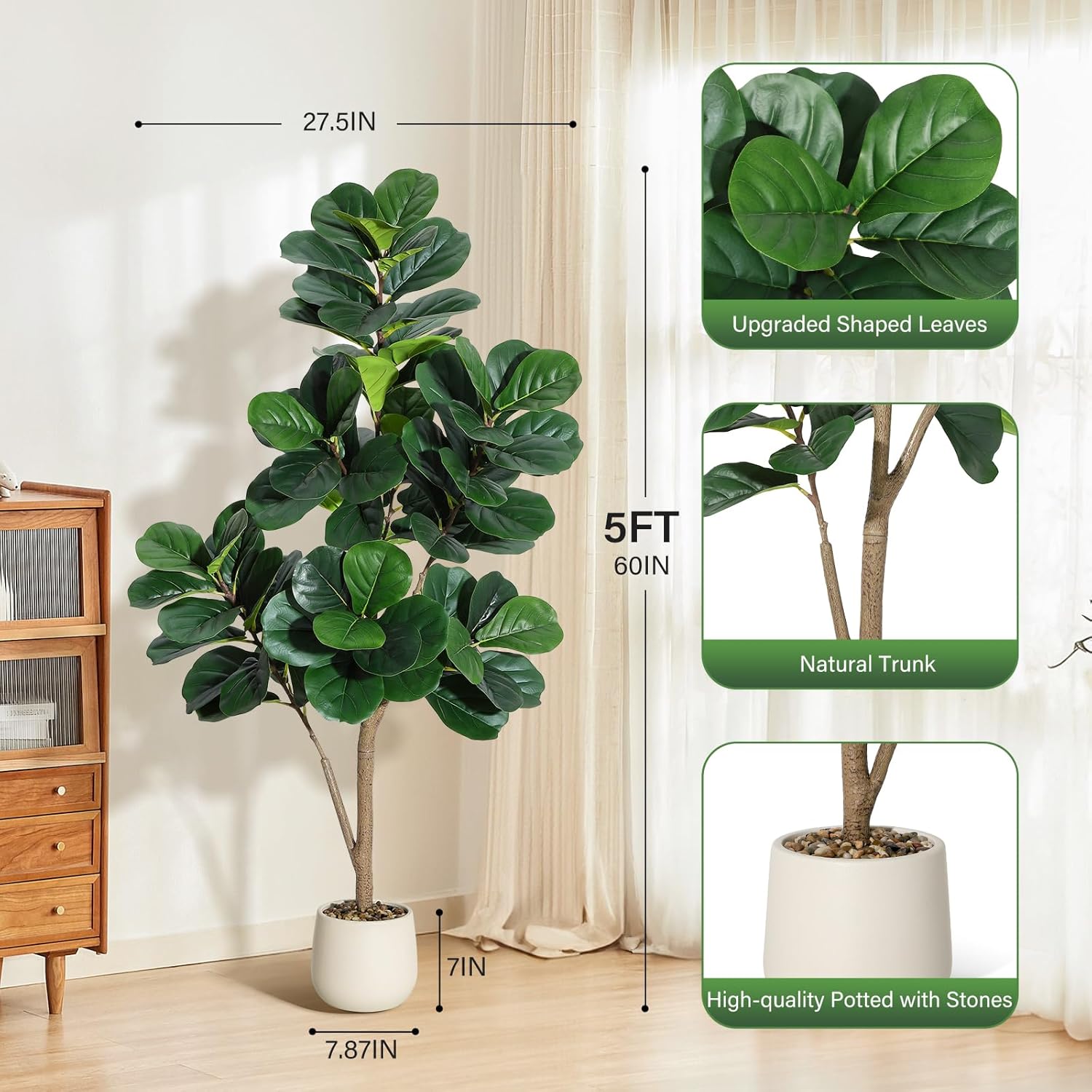 피들리프 무화과나무 인조 - 사실적인 인조 피쿠스 리라 - Ficus Lyrata Tree 리뷰 및 가격