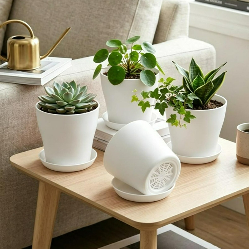 배수구와 어울리는 받침대가 있는 화분 세트, PP 레진 - Echeveria Succulent 리뷰 및 가격